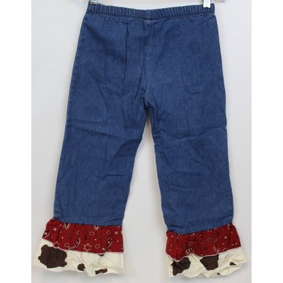 Ann Loren by JE Designs Girls 2pc Set sz 9/10 Western Ruffle Layer Cow Bandana - Picture 10 of 13